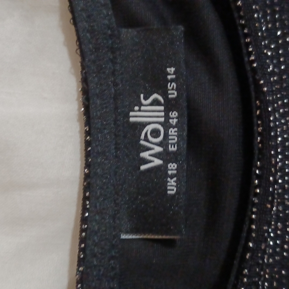 Wallis UK Black/Silver sleeveless Midi dress w/drop waist NEW - Picture 4 of 7